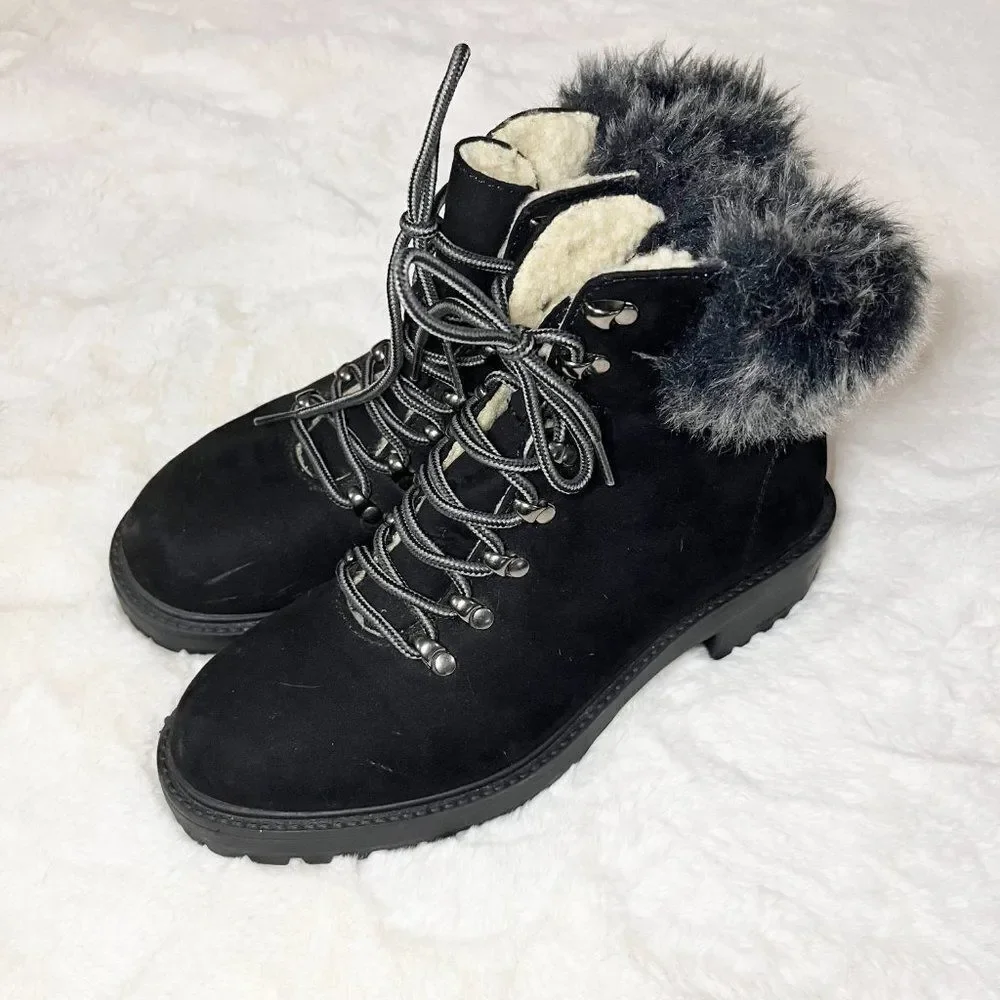 Merona Black Faux Fur Tipped Boots Size‎ 8